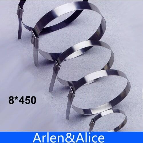 100pcs 8mmx450mm STAINLESS STEEL ZIP CABLE TIES LOCK TIE WRAP