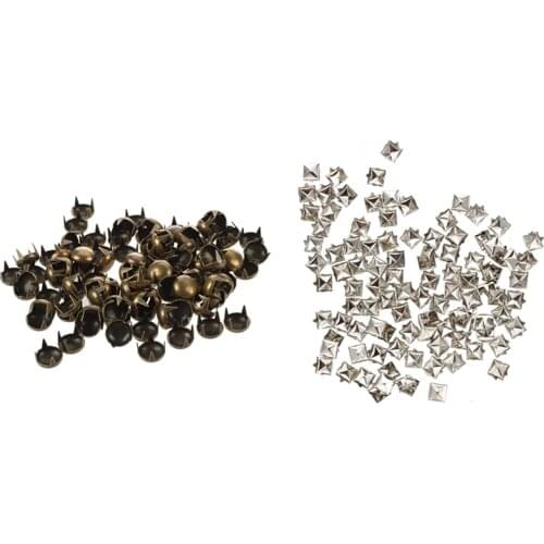 200Pcs Rivet Cone Bronze Decorative Studs Rivet DIY Crafts, 7mm Round & 6mm Square