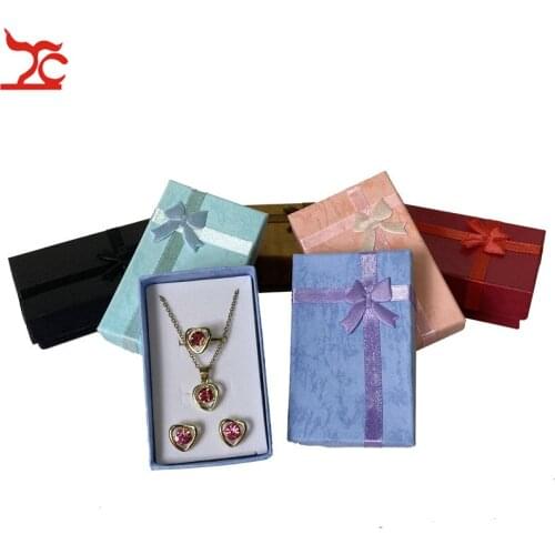 6 Color Ribbon Paper Necklace Earring Ring Package Box 5*8cm Set of Jewelry Stud Pendant Ring Organizer Storage Gift Box Case
