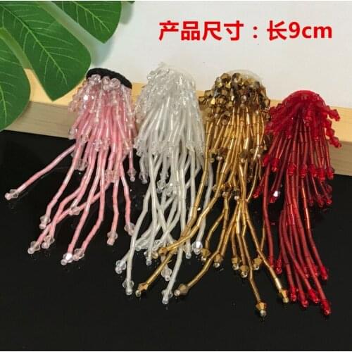 Beaded rhinestone crystal tassel patches applique for Collar Shoes Bags sewing on garment accessories decoration patch Apparel