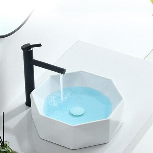 White Washbasin Ceramic Bathroom Sinks l Bathroom Sink Single Bowl Shampoo Basin Pull Out Faucet free match