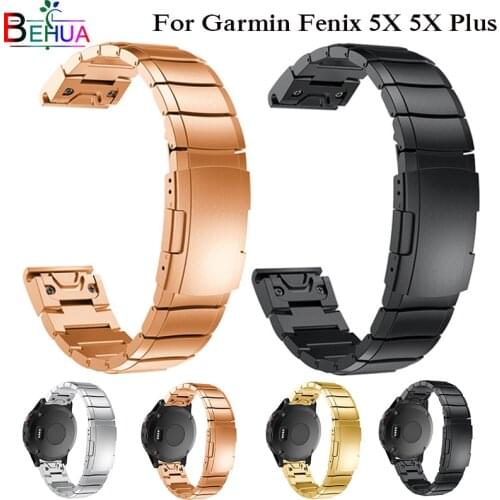 Stainless Steel Bracelet Quick Replacement Fit Band Strap For Garmin Fenix 5X/6X Watch Straps For Garmin Fenix 3 /3 HR Wristband