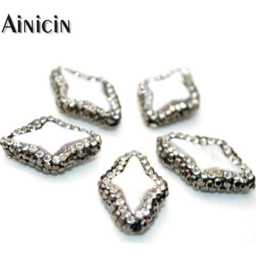 13x20mm Black Rhinestone Crystal Clay Paved Star Beads Natural Freshwater Pearl DIY Jewelry Making Findings 20pcs