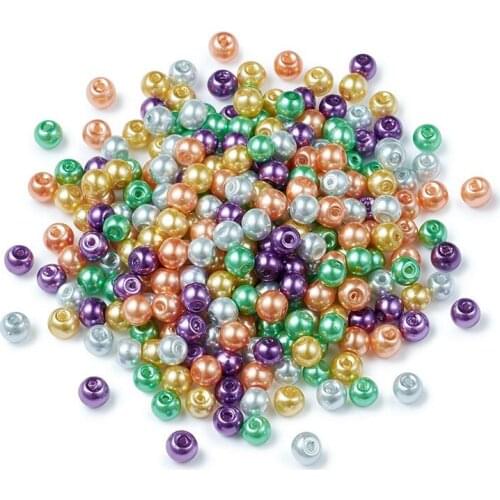 Pandahall 400pcs Pearlized Glass Pearl Beads for DIY Jewelry Making Bracelet Necklace Mixed Color 4mm Hole: 1mm