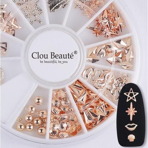 Clou Beaute Nail Hybrid 3D Nail Art Decoraciones DIY Nails Accessories Metal Golden Color Glitter Nail Supplies Parts Tool 1 Box