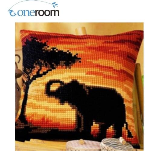 CX0078 Elephant Acrylic Yarn Embroidery Pillow Tapestry Cushion Front Cross Stitch Pillowcase DIY needlework