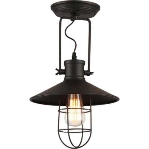 Village Ceiling Lights American Country Style Corridor Balcony Loft Lamp Iron Spray Painting Process Glass Lamp Shade