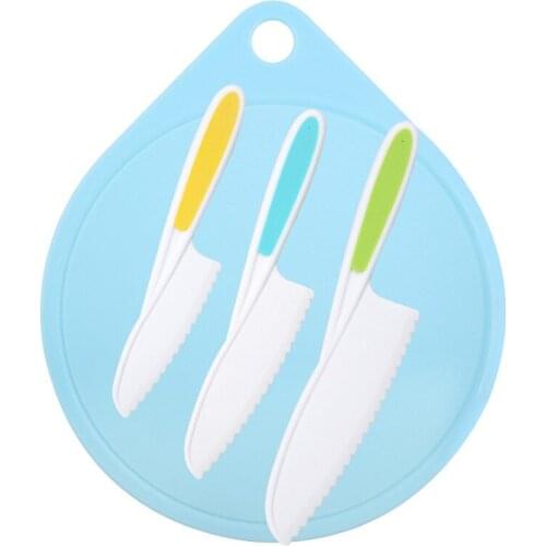 Kids Cooking Supplies Knife Cutting Board/Firm Grip Safe Lettuce and Salad Knives Kids Cooking Tool Serrated Edges