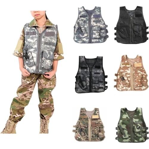 Children Cosplay Game Vest Camouflage Sniper Vest Hunting Clothes Kids Boy Girl Woodland Ghillie Suit Army Tactical Uniform