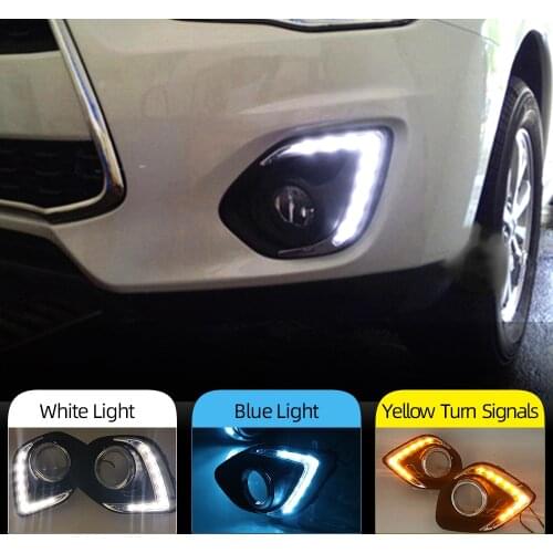 1 Pair DRL For Mitsubishi ASX 2013 2014 2015 Daylight Car LED DRL Daytime Running Lights Fog Lamp cover With Turn Singal