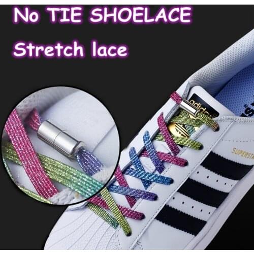 New Elastic Locking Shoelaces Flats No Tie Shoelace Candy colors Sneakers Locking Shoe laces Kids Adult Women Men Shoes lace