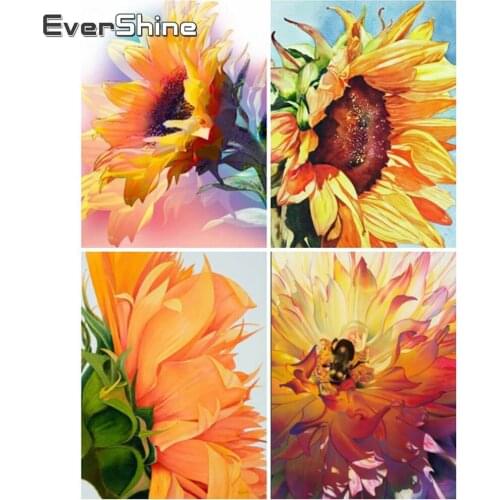 EverShine Diamond Embroidery Flower Rhinestones 5D DIY Diamond Art Painting Sunflower Full Square Beaded Needlework Home Decor