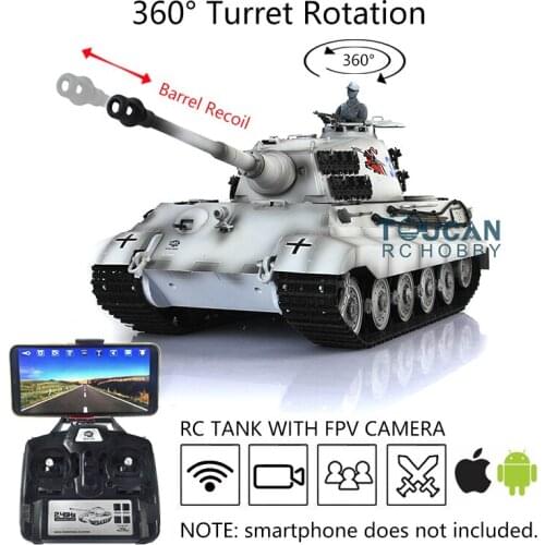 Toys 2.4G Heng Long 1/16 King Tiger RC Tank 7.0 FPV 3888A 360° Turret Barrel Recoil TH17550-SMT4