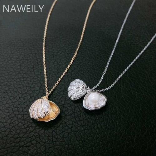 Exquisite Crystal Shell Pearl Necklace Simulated Pearl Clavicle Short Necklace For Women Bijoux Jewelry Accessories