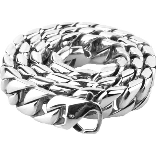 Hot Sell Mens Jewelry Silver Stainless Steel Heavy Bling Cuban Curb Necklace Chain 15mm 18"-30" Good Gift