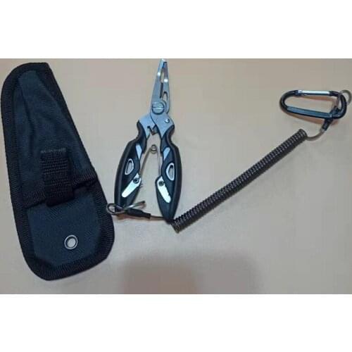 Multifunctional Plier Scissor Fishing Lanyards Ropes Kayak Stainless Hook Remover Lip Grips Tackle Fish Tools+Anti-lost Ring