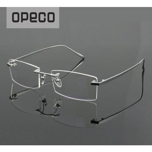 Opeco 100% Pure Titanium Rimless Mens Eyewear Glasses Frame male Myopia Optical Prescription Eyeglasses Spectacles 1179