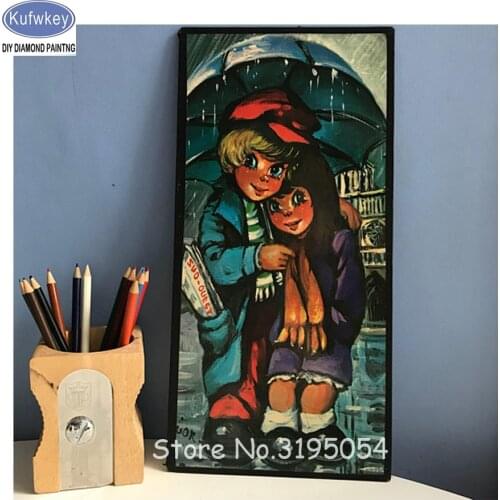 Umbrella boy and girl Full Square 5D DIY Diamond Painting,Diamond Embroidery Cross Stitch,Mosaic,stickers home decoration A59