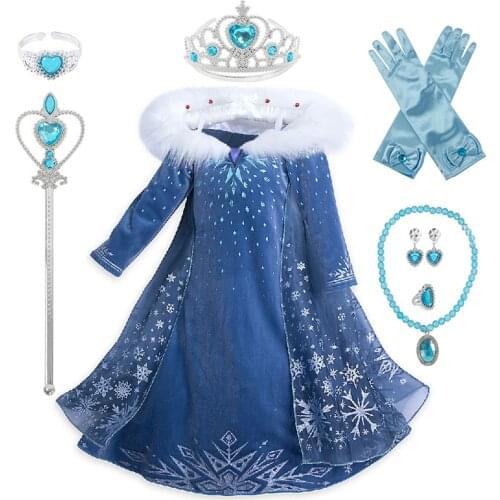 Girls Elsa Dress Snow Queen Costumes For Kids Cosplay Dresses Princess Birthday Party Dress Vestidos Children Girls Clothing