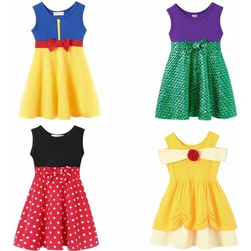 Dressy Princesses Collection Dress for Girls Elsa&Anna Party Wear Summer Soft Cotton Clothing Summer A Line Frocks Kids Outfits
