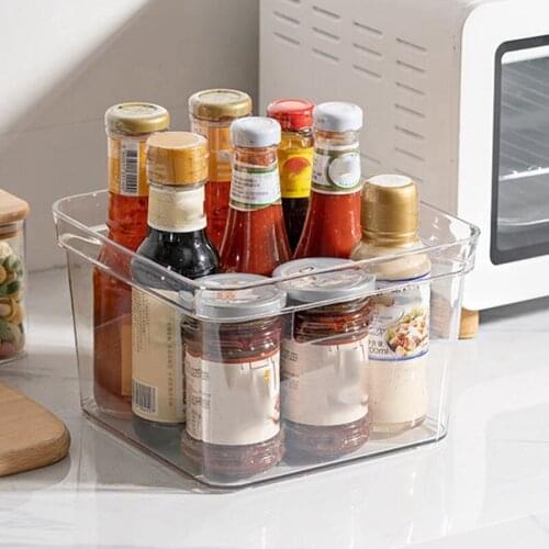 Clear Plastic Storage Bin with Handles,Plastic Storage Bins for Kitchen/Cabinet,Home Organizers&Storage,Refrigerator
