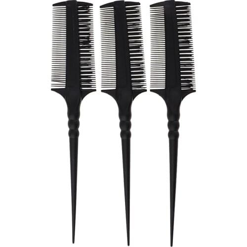 3Pcs/Set Hair Coloring Dye Brush Teasing Rat Tail Combs Tint Bleach Dyeing Color 3-Tips Comb Brush Highlight Highlighting Comb