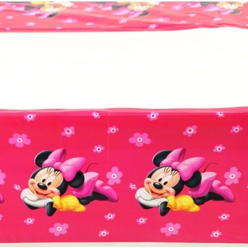 1.08*1.8M 1pc Baby Kids Birthday Party Decoration Table Cover Minnie Theme Tablecloth Party Supplies