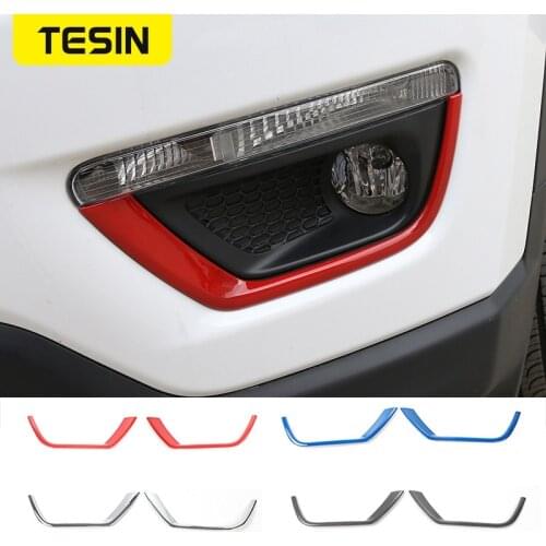 TESIN Car Styling Front Fog Lamp Light Decoration Cover Trim Frame Protective Strip Sticker For Jeep Compass 2017+ Accessories