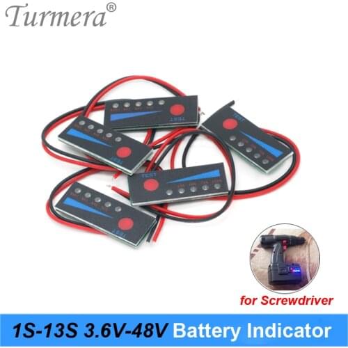Turmera 4.2V 8.4V 12V 16.8V 18V 24V 25V 36V 48V 1S-13S Battery Tester Capacity Indicator for Screwdriver Battery and E-bike Use