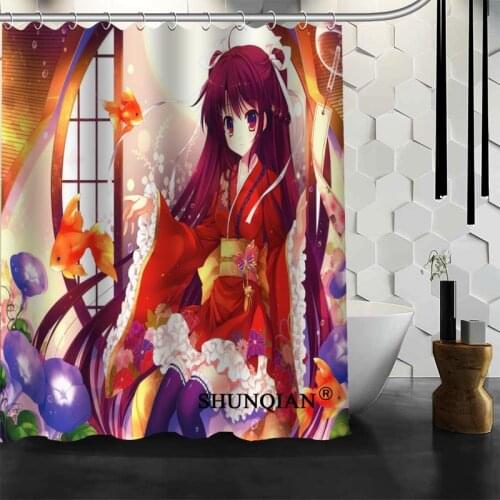 New Custom Animation kimono Shower Curtains Polyester Bathroom Waterproof Bath Curtain Size 150X180cm165X200cm180X200cm