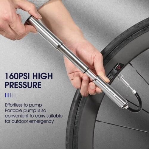 WEST BIKING 160PSI High Pressure Bike Pump Hose MTB Road Bicycle Tire Inflator Schrader Presta Valve Ball Portable Mini Pump