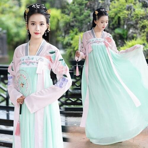 Flower chest length Ru skirt national wind and snow spinning large swing skirt womens ancient style performance suit