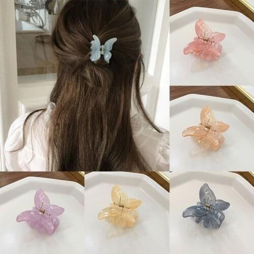 Hair Claws Cute Stereoscopic Resin Small Butterfly Colorful Transparent Head Clip Hairpin Hair Accessories Hairgrips Hair Holder
