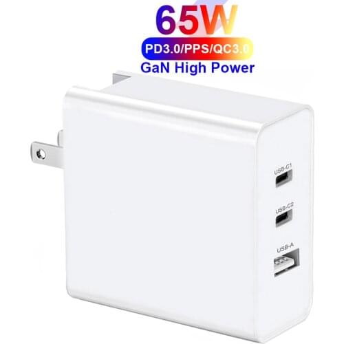 65W 100W GaN Quick Charger Type C USB PD Charger for Xiaomi Samsung iPhone XS Max Huawei iPad Pro QC 3.0 Fast Travel Adapter