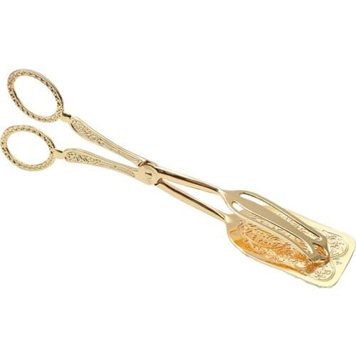 Cake Clip Salad Bread Pastry Clamp Baking Barbecue Tool Food Tong Gold-plated Snack Fruit Salad Cake Clip Kitchen Utensils