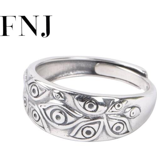 FNJ Eyes Ring 925 Silver New Original S925 Sterling Silver Rings for Women Jewelry Adjustable size