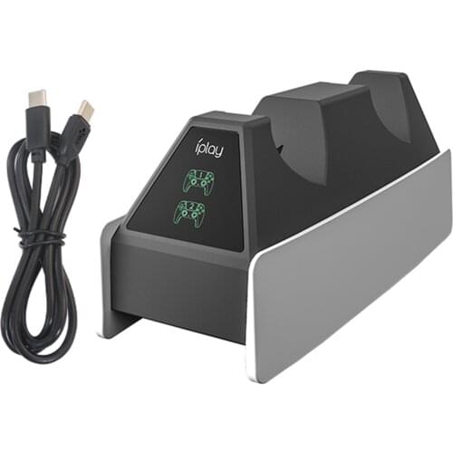 1pc LED Indicator Fast Charging Station for DualSense Controller Portable Double Gamepad Charger Adapter for PS5 Controllers