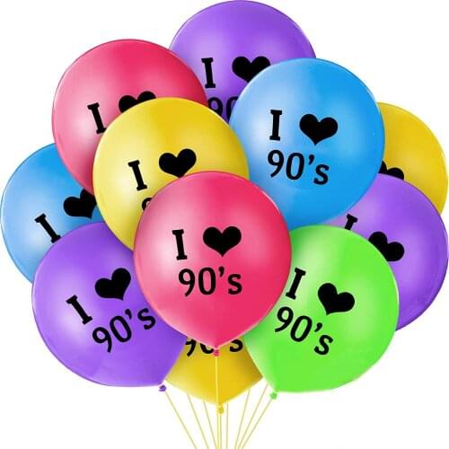 10pcs/lot 12inch I love 90s Theme Birthday Party Balloon Latex Kids Adult 90 Years Old Retro Anniversary Ballon Funny The 90s