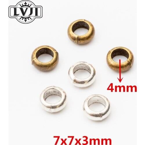100pcs Wood Vintage silver zinc alloy Large Hole Beads charms DIY European Bracelet jewelry Fittings.5919