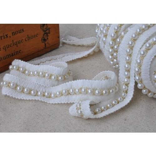 17yards DIY ribbon BEADED HANDMADE BEADED CUFF neckline lace skirt dress lace wholesale wide:2.5cm