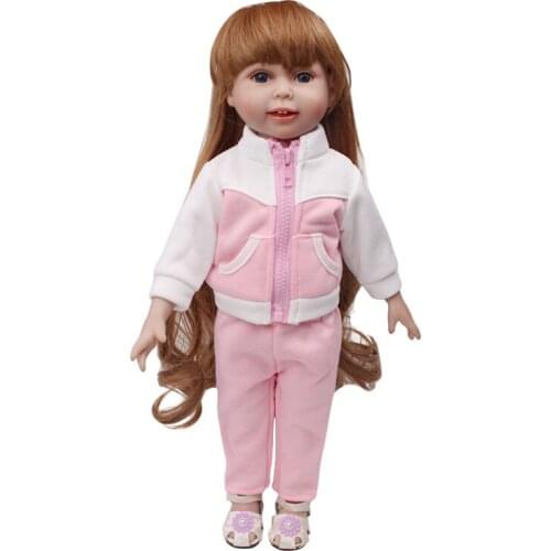 18 inch Girls doll clothes American newborn Fashionable pink sports suit Baby toys Homewear fit 43 cm baby dolls c656
