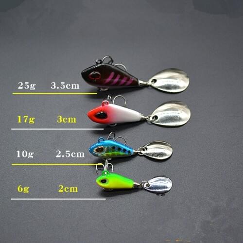 5Pcs*6g10g17g 25g Carp Fishing Bait Lead Fish Lure Treble Hook Spoon Rotate Crankbait Spinner Sequins Jig Metal Fish
