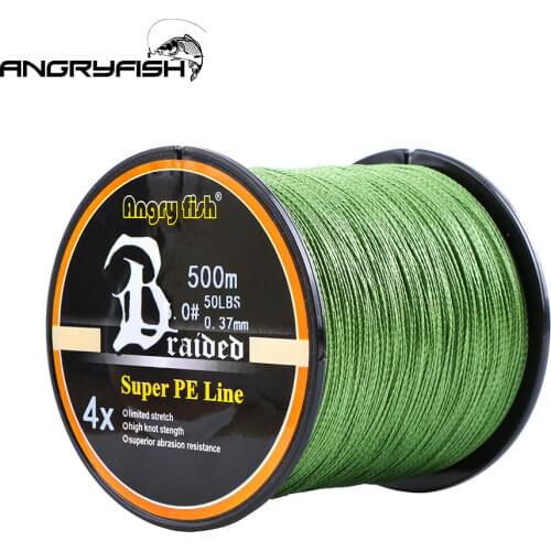 ANGRYFISH Hot New 500m 4 Strands Braided Fishing Line 8 Colors Super PE Line Strong Strength