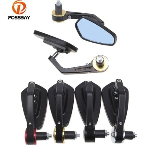 POSSBAY Black/Chrome/Red/Golden 7/8" Blue Glass Universal Motorcycle Mirrors Bar End Rearview Mirrors Side Mirror Retrovisor ATV