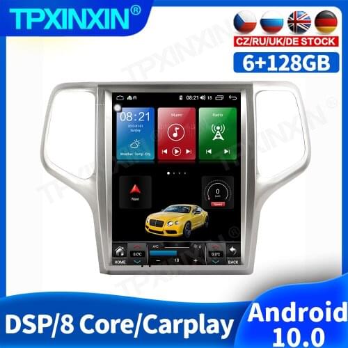 Android 10 Tesla Style Screen Car Radio For Jeep Grand Cherokee 2008 -2013 Multimedia Video Player Navigation GPS Auto 2din DVD
