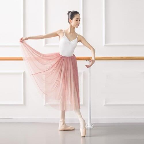 Ballet Tutu Dance Skirt Women Romantic Tutu for Dancing Double Layers Tulle Tutu Ballet Ballerina Dancewear Long Skirt Dress