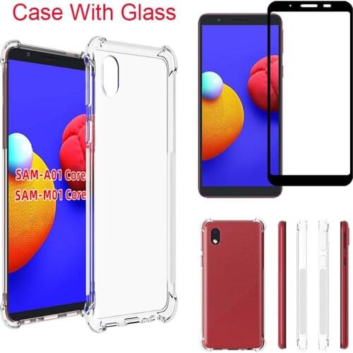 2-in-1 Case + Camera Lens Film For Samsung Galaxy A01 Core M01 Core Glass Screen Protector Lens Glass Protective Tempered Glass