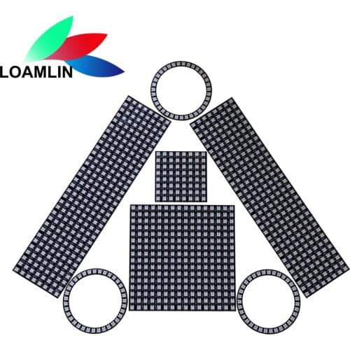 WS2812B 5050 RGB Led Digital Panel Light Matrix Flexible Screen 8*8 16*16 8*32 WS2812 Ring Individually Addressable Pixels DC5V
