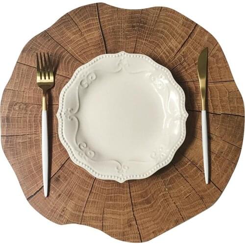 Wood Grain Plastic Placemat Table Mat Cup Plate Bowl Pad Coaster Anti-skid Decor