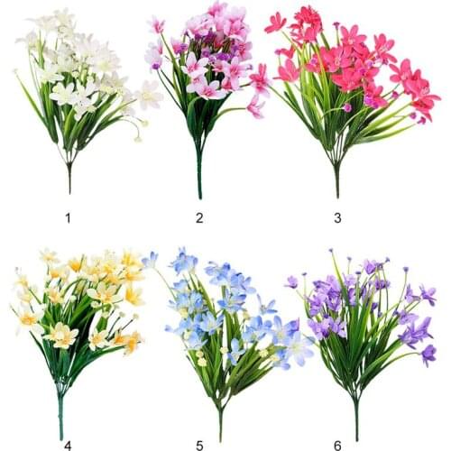 European Vintage 7 branches Artificial Flower Silk Butterfly Orchid fake Wedding Flower For Bedroom Party Home Decor